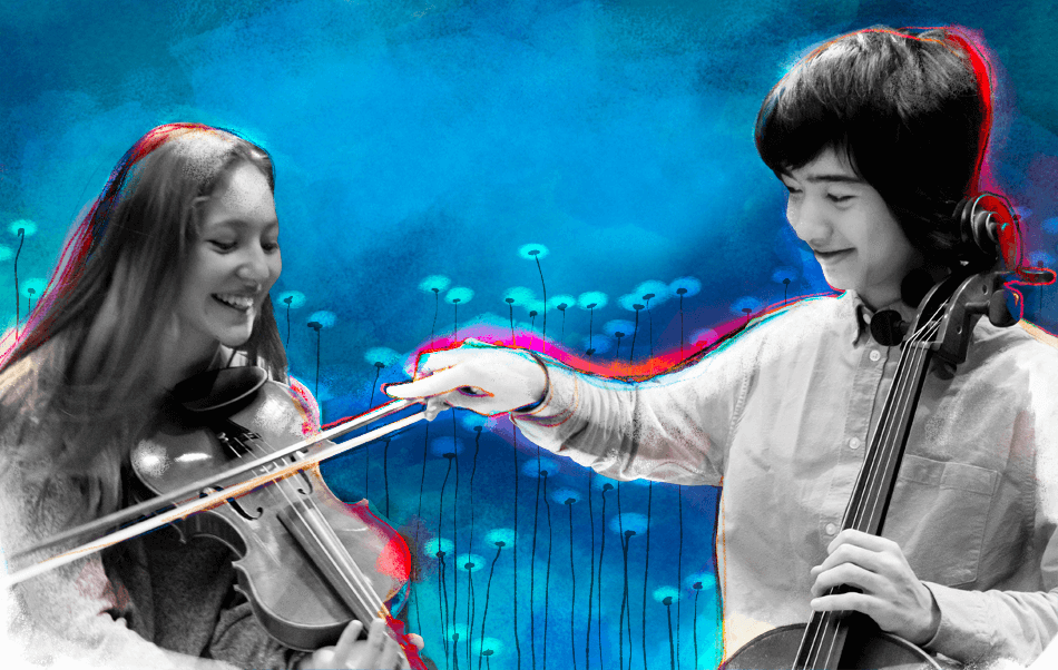 Violino e violoncello giocano insieme